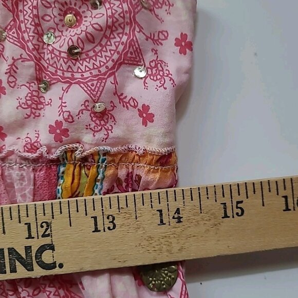 VTG Babydoll Dress Mini Rue21 Floral Medallion Jr M Y2K Coquette Romantic Sequin - Picture 5 of 16